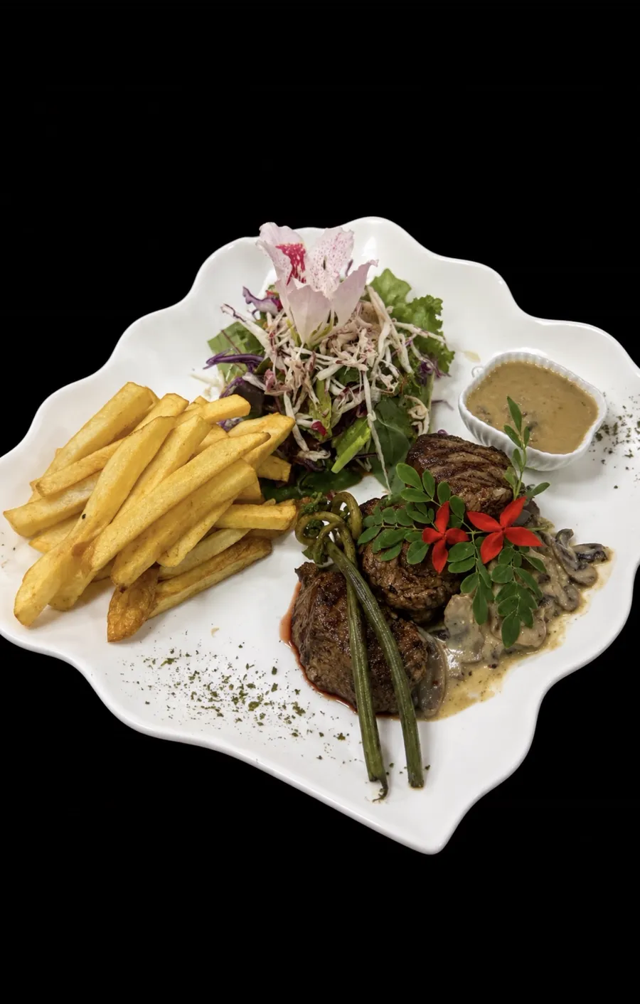 Lomito de búfalo en salsa de hongos