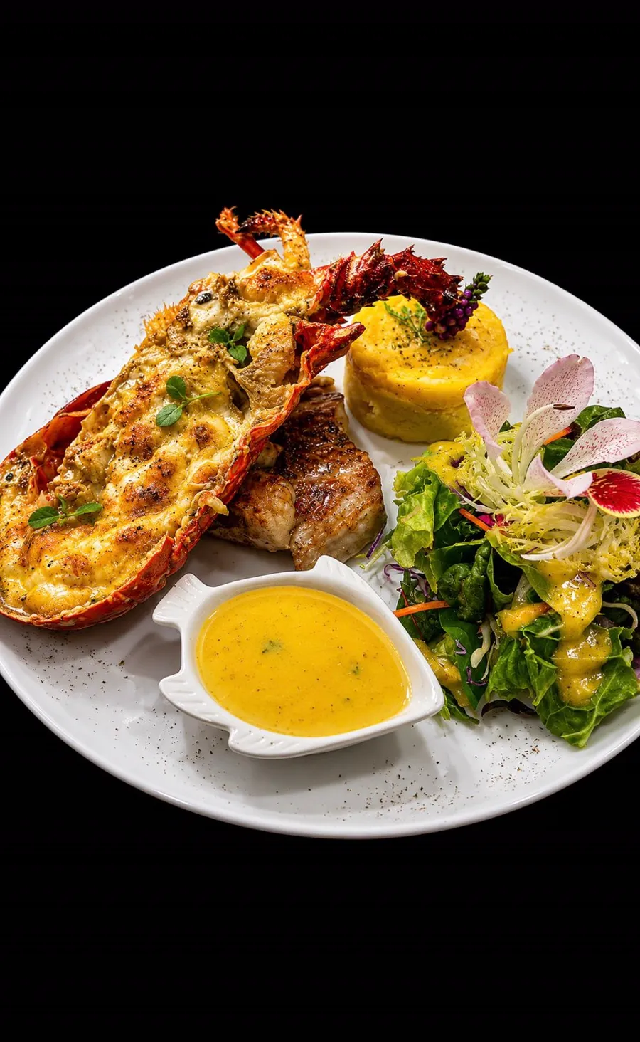 Mar y Mar (pescado y langosta)